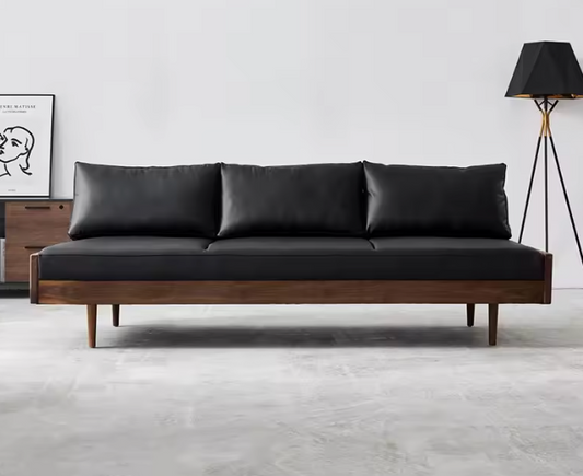 Palermo Leather Sofa – Italian Modern Walnut Three-Seater