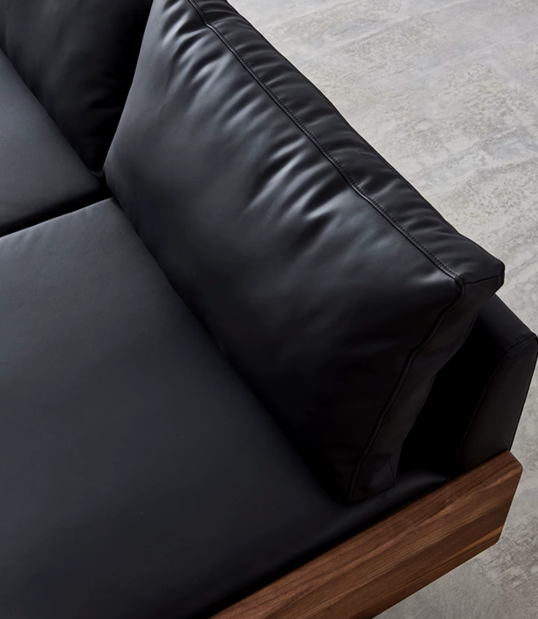 Palermo Leather Sofa – Italian Modern Walnut Three-Seater