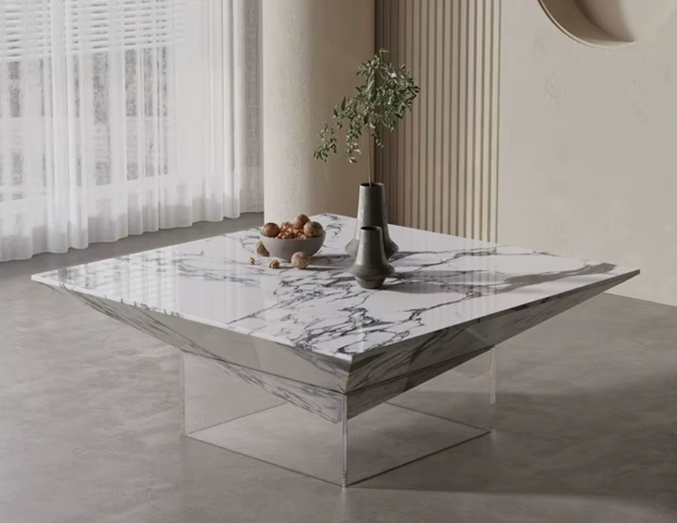 Ravello Designer Coffee Table – Italian Modern Geometric Stone Art