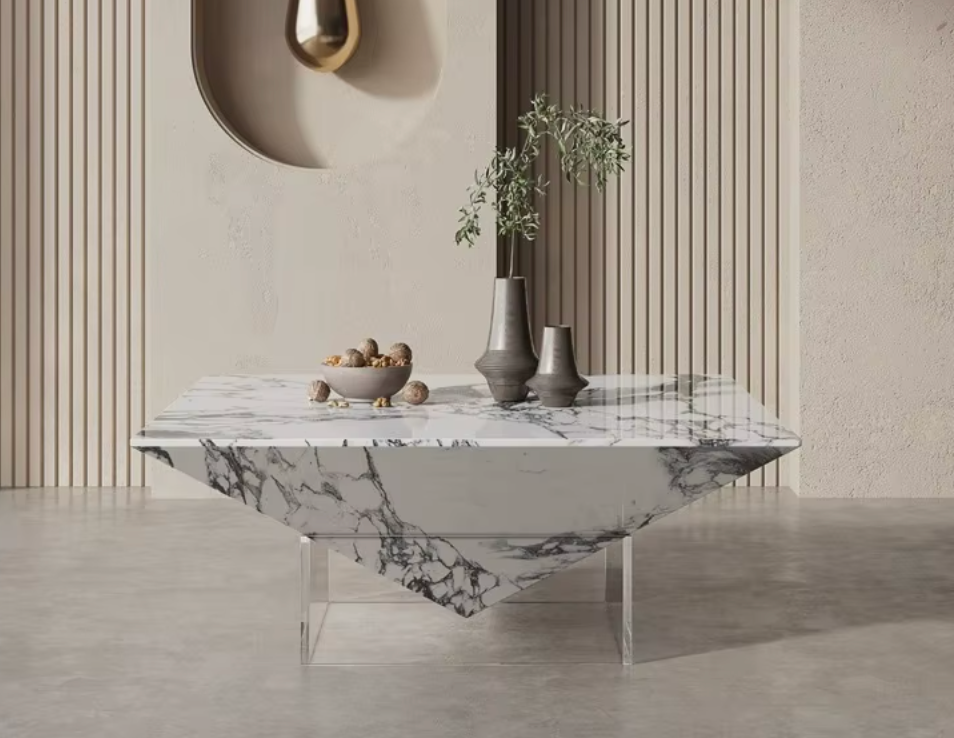 Ravello Designer Coffee Table – Italian Modern Geometric Stone Art