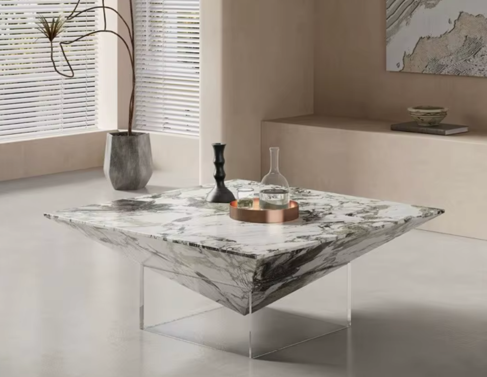 Ravello Designer Coffee Table – Italian Modern Geometric Stone Art