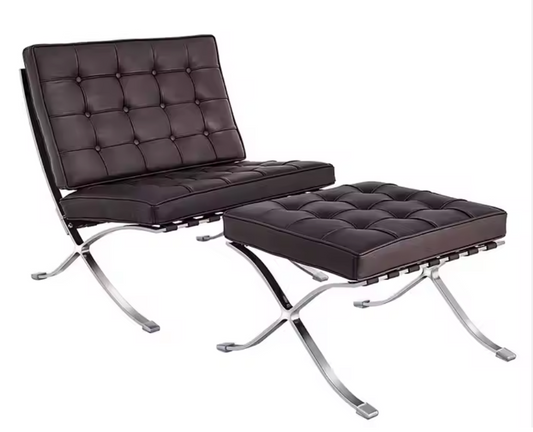 Roma Leather Lounge Chair & Ottoman – Modern Italian Design