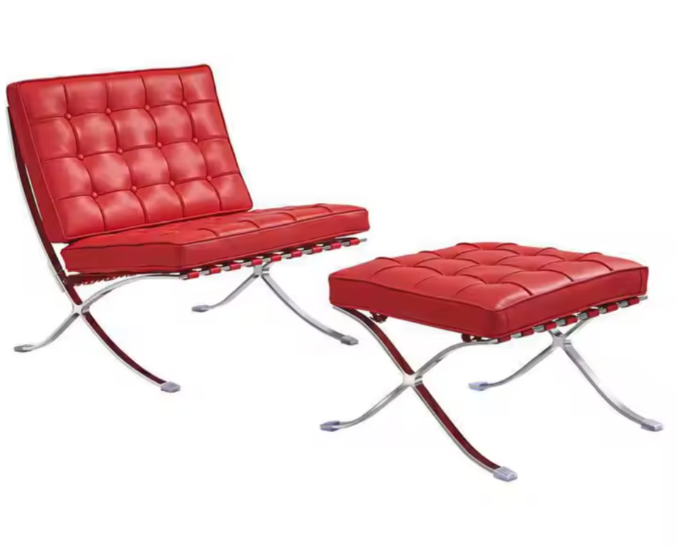 Roma Leather Lounge Chair & Ottoman – Modern Italian Design