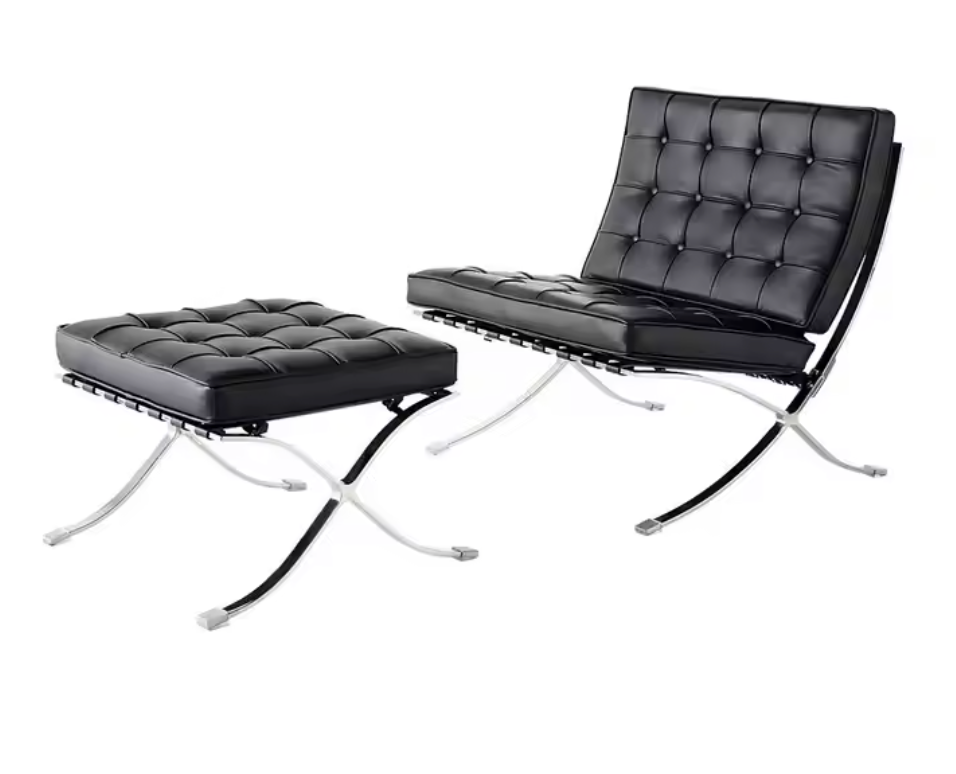 Roma Leather Lounge Chair & Ottoman – Modern Italian Design