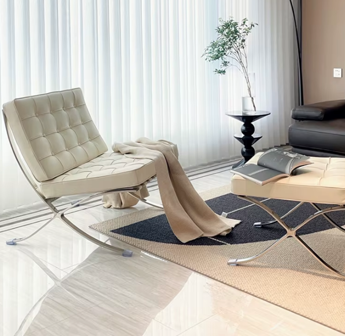 Roma Leather Lounge Chair & Ottoman – Modern Italian Design