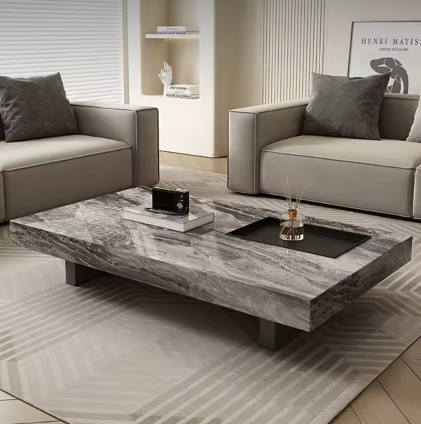 Siena Designer Coffee Table – Luxury Rectangular Stone Surface