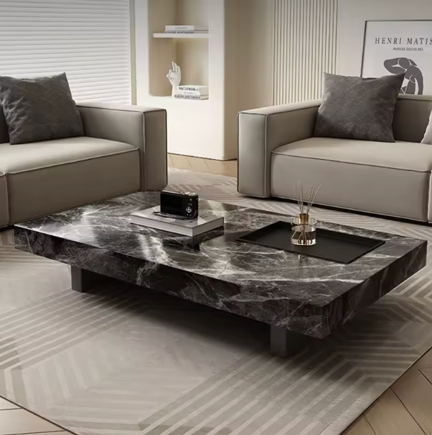 Siena Designer Coffee Table – Luxury Rectangular Stone Surface
