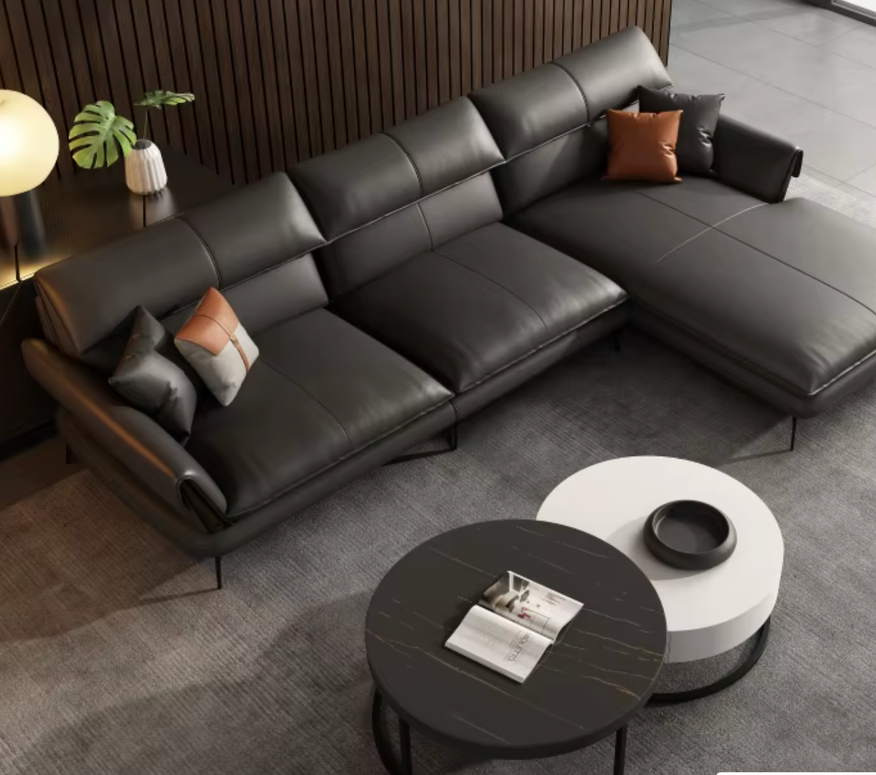 Verona Leather Sofa – Italian Modern L-Shaped Couch