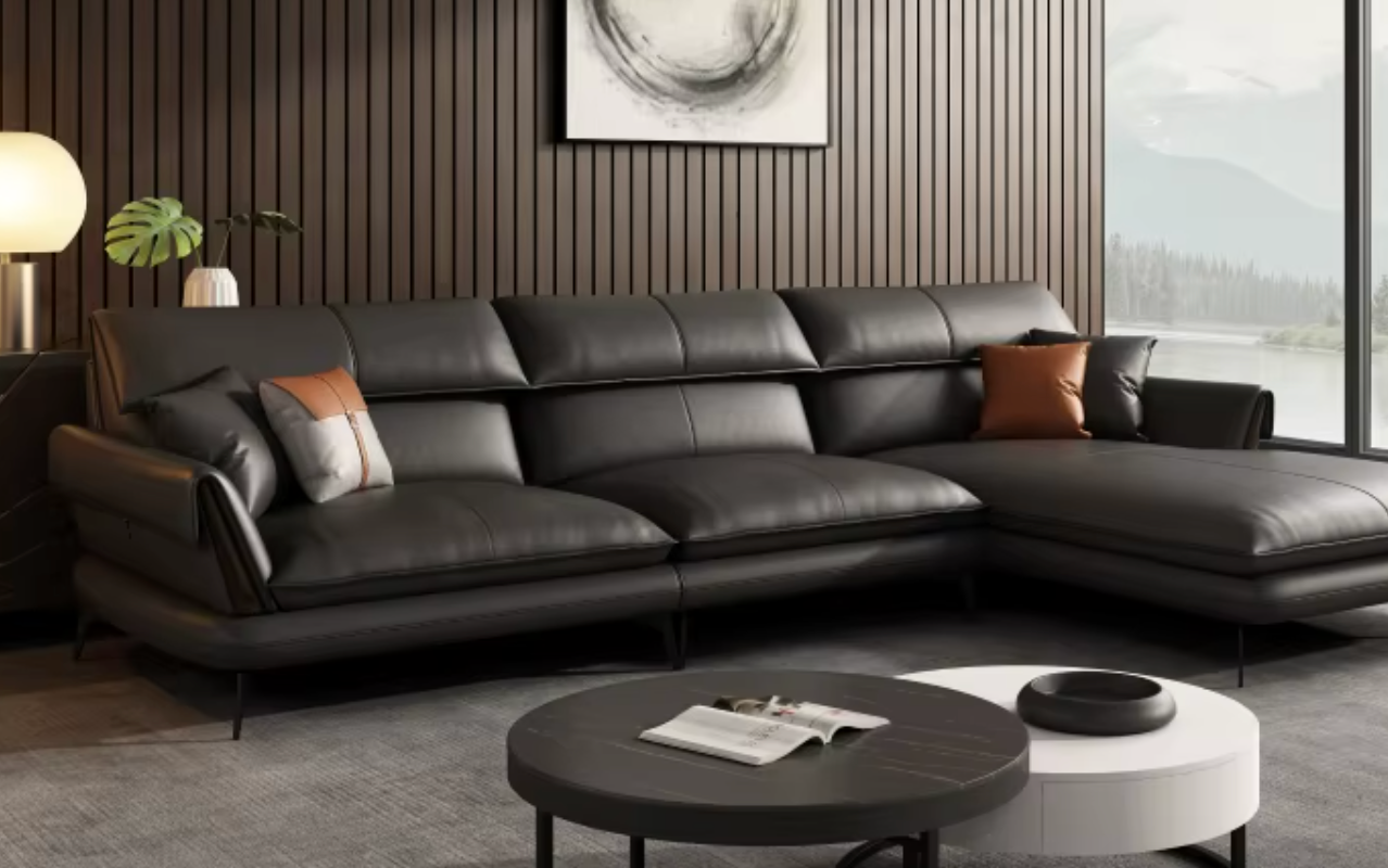 Verona Leather Sofa – Italian Modern L-Shaped Couch