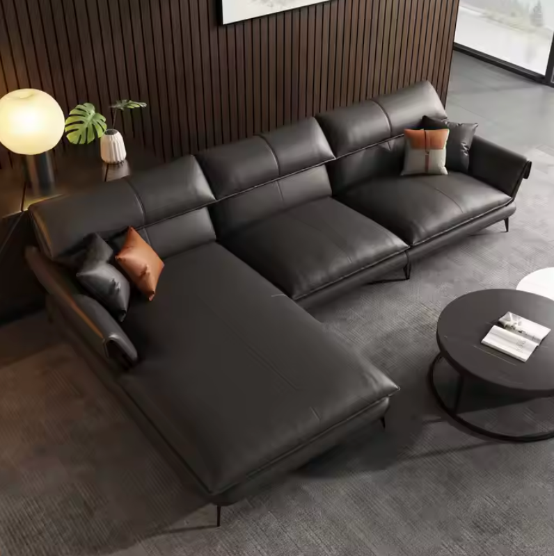Verona Leather Sofa – Italian Modern L-Shaped Couch