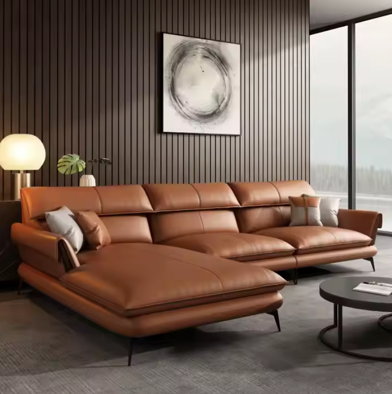 Verona Leather Sofa – Italian Modern L-Shaped Couch