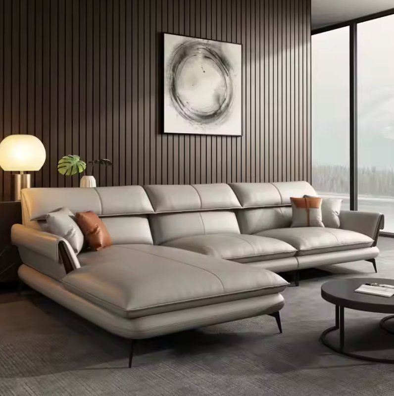 Verona Leather Sofa – Italian Modern L-Shaped Couch