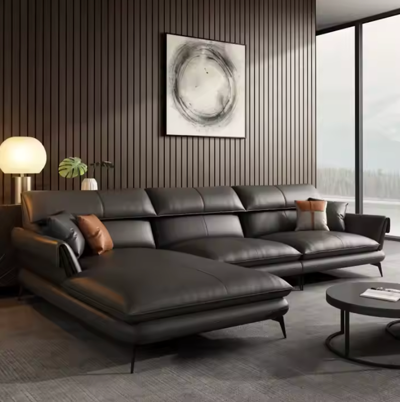 Verona Leather Sofa – Italian Modern L-Shaped Couch