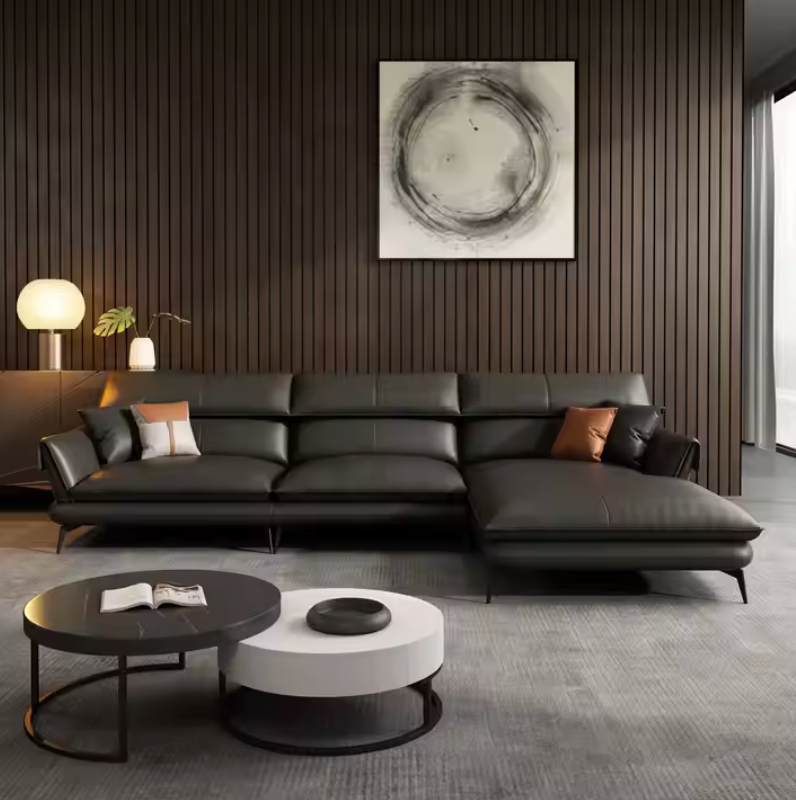 Verona Leather Sofa – Italian Modern L-Shaped Couch
