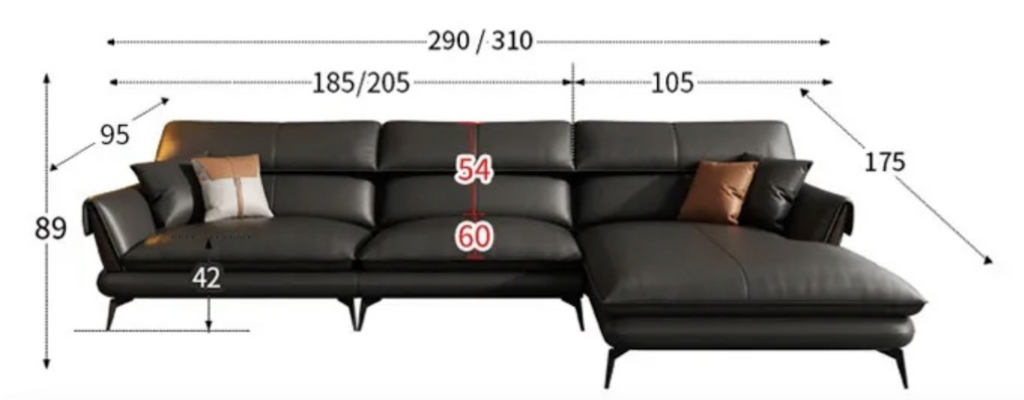 Verona Leather Sofa – Italian Modern L-Shaped Couch